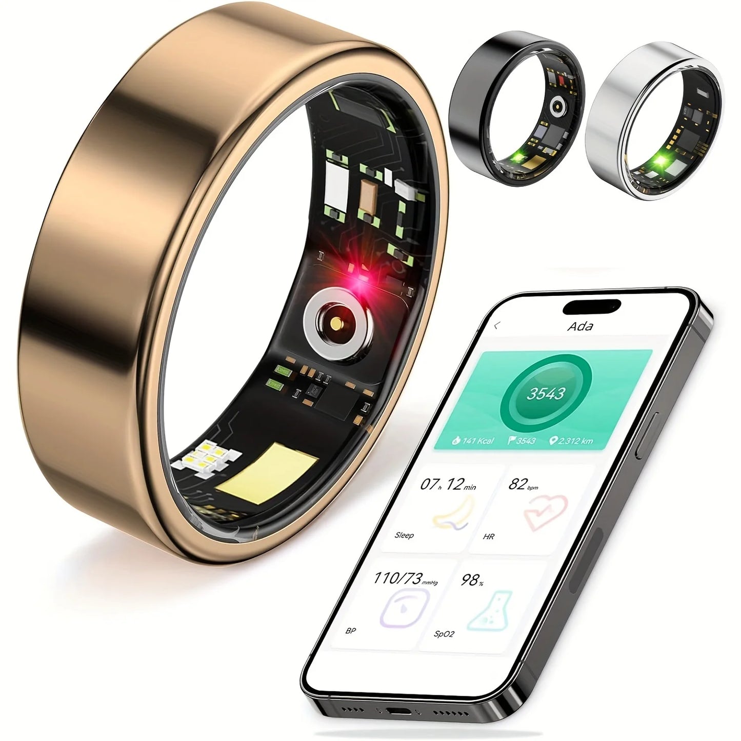 Smart ring, Sleep tracking, Motion Monitoring, Compatible with iPhone and Android