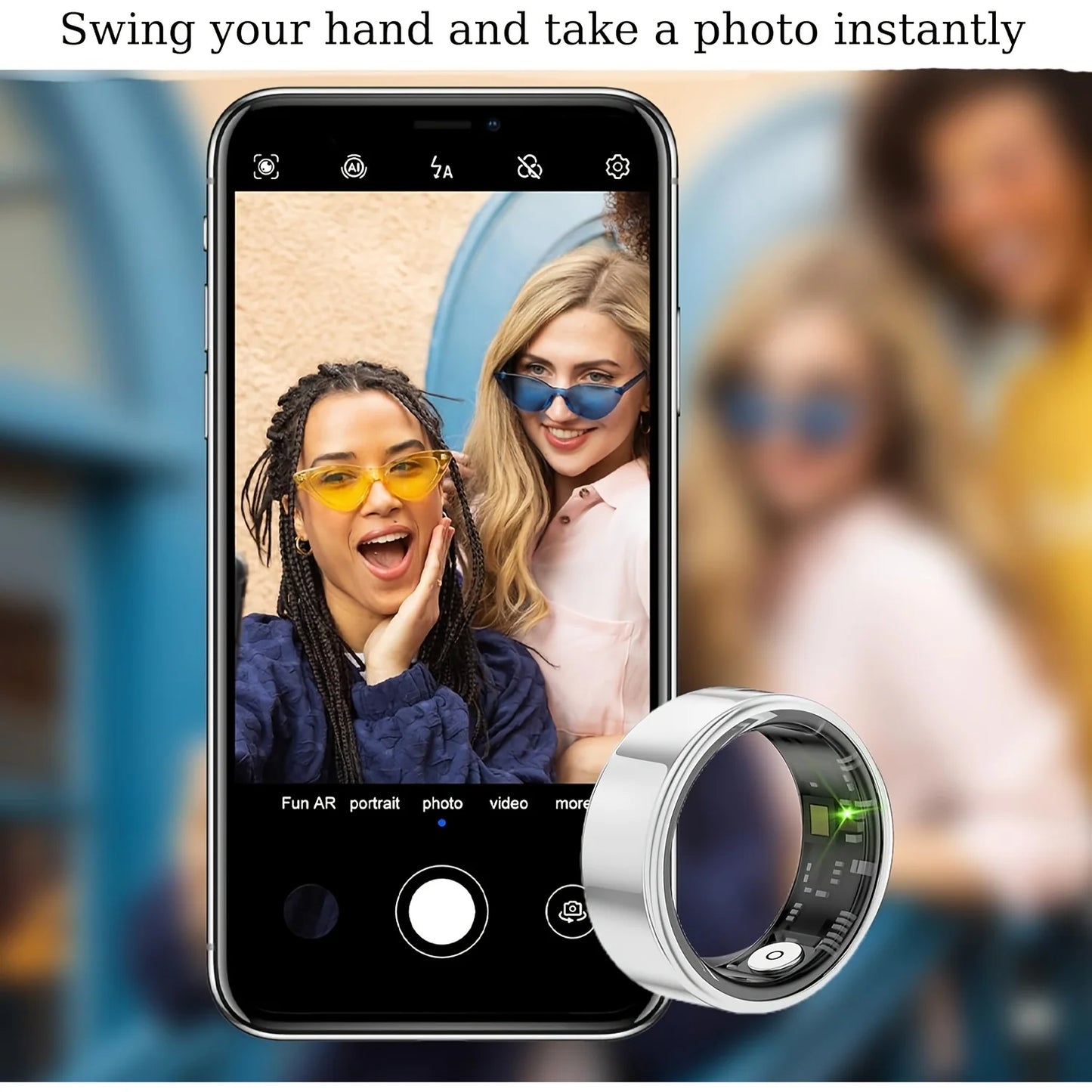 Smart ring, Sleep tracking, Motion Monitoring, Compatible with iPhone and Android